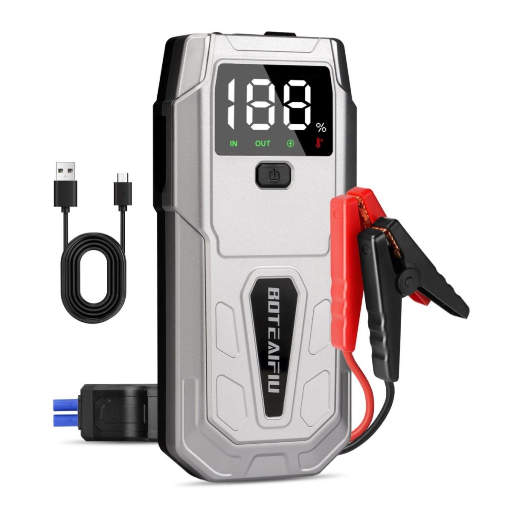 Démarreur moto portable 5000A écran LCD 12V